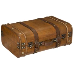 Mala castanha decorativa em madeira 19x45cm