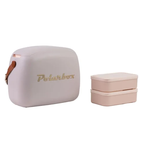 Mala térmica Polarbox rosa claro 6l com 2 caixas