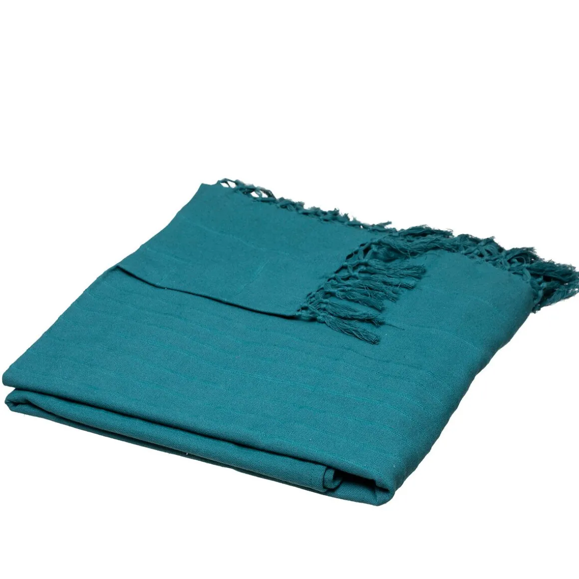 Manta azul petróleo com franjas 230x250cm