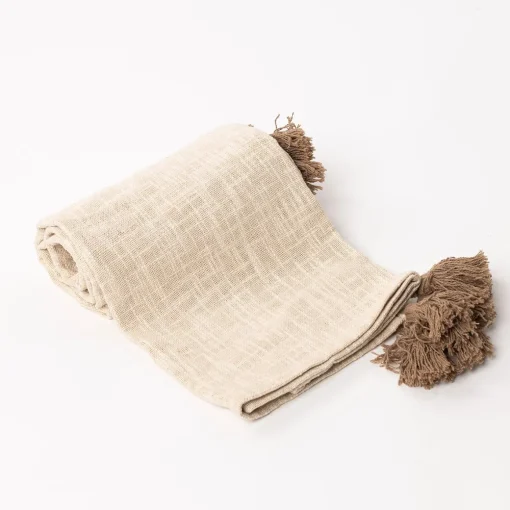 Manta branca com tassels 130x160cm