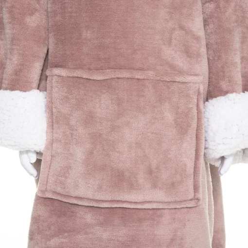 Manta camisola com capuz rosa 3-10 anos