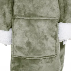 Manta camisola com capuz cinza verde 3-10 anos