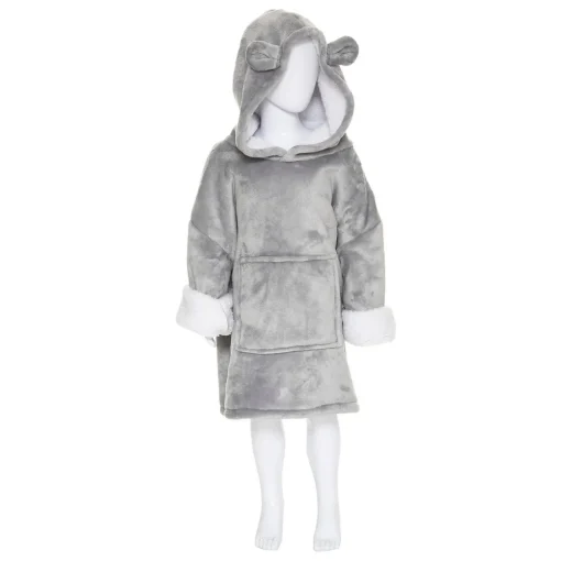 Manta camisola com capuz cinza 3-10 anos