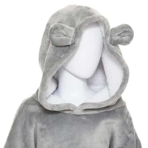 Manta camisola com capuz cinza 3-10 anos