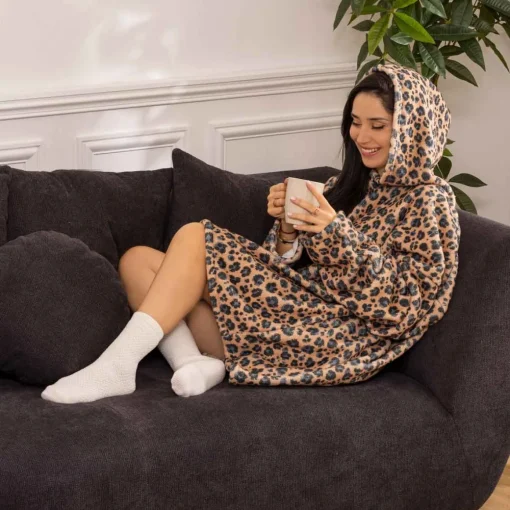 Manta camisola com capuz dots