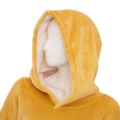 Manta camisola com capuz ocre