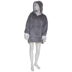 Manta camisola com capuz cinza
