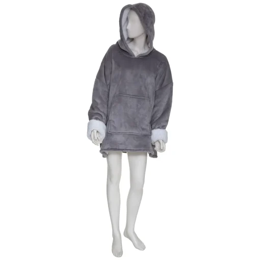 Manta camisola com capuz cinza