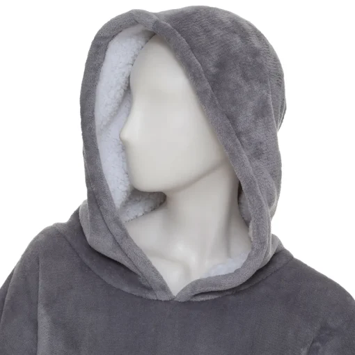 Manta camisola com capuz cinza