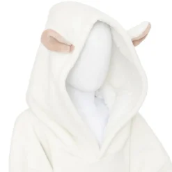 Manta camsiola branco com capuz ovelha