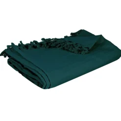 Manta com franjas azul petróleo 160x220cm