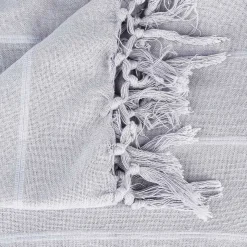 Manta com franjas cinza claro 160x220cm