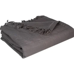 Manta com franjas cinza escuro 230x250cm