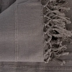 Manta com franjas cinza escuro 230x250cm