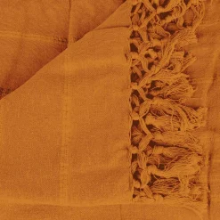 Manta com franjas ocre 160x220cm