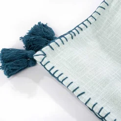 Manta cru com tassels azul 120x160cm