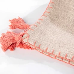 Manta cru com tassels rosa 120x160cm