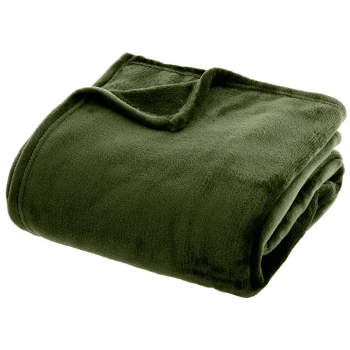 Manta flanela verde caqui 180x230cm