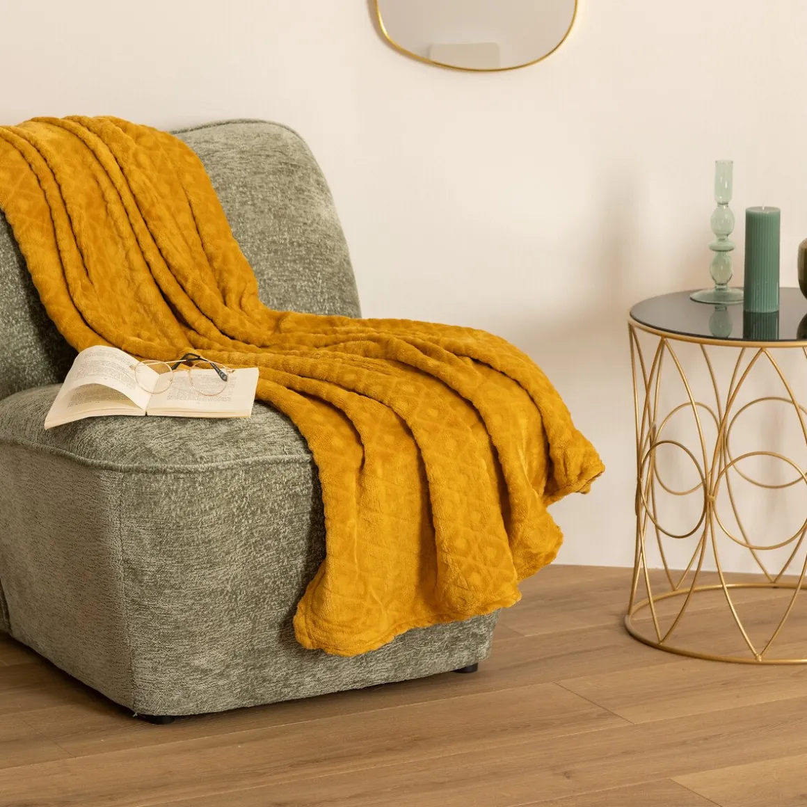 Manta losangos ocre 125x150cm