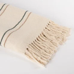 Manta MALAKITE bege e verde riscas 130x160cm