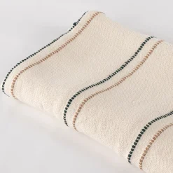 Manta MALAKITE bege e verde riscas 130x160cm