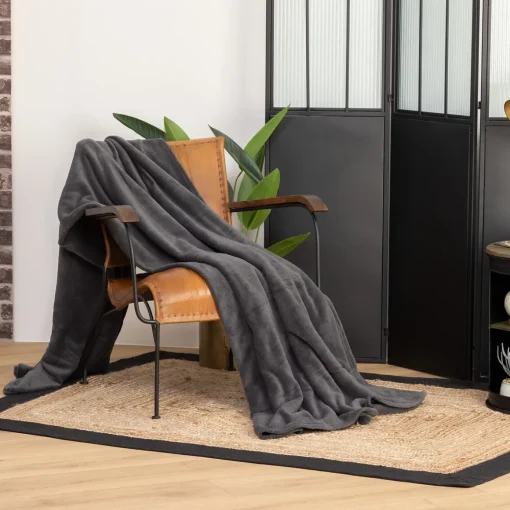 Manta microfibra cinza escuro 180x230cm