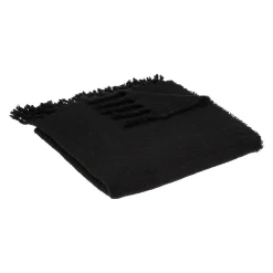 Manta MOHAIR preta com franjas