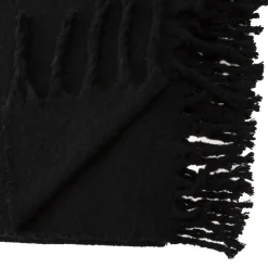 Manta MOHAIR preta com franjas