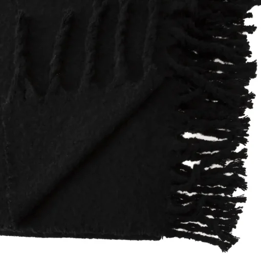 Manta MOHAIR preta com franjas