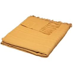 Manta ocre com franjas 230x250cm