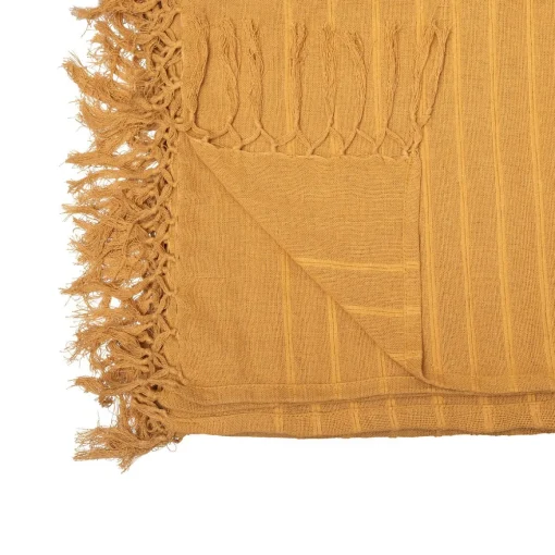 Manta ocre com franjas 230x250cm