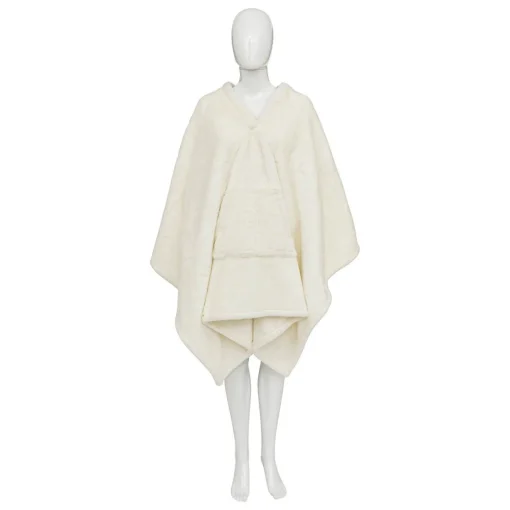 Manta poncho de pelo suave branco