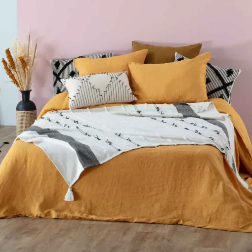 Manta tropi preto e branco com tassel 130x180cm