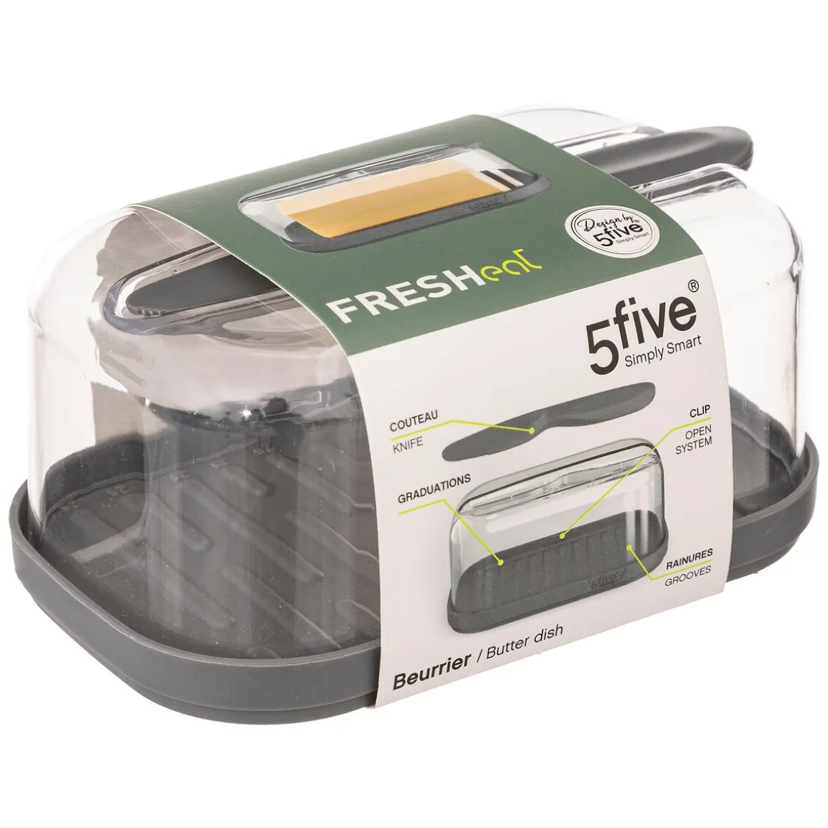 Manteigueira com faca FRESHEAT cinza