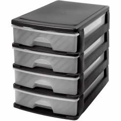 Módulo com 4 gavetas a4 baixas preto