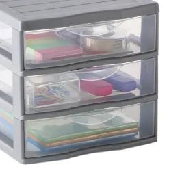 Módulo de arrumação cinza com 3 gavetas