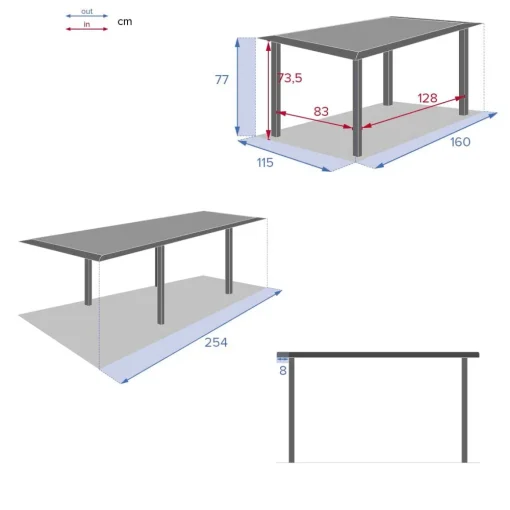 Mesa Allure Extensível Graphite Em Alumínio Efeito Madeira