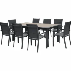 Mesa ALLURE extensível graphite em alumínio efeito madeira