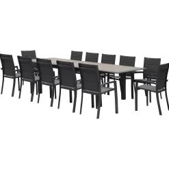 Mesa ALLURE extensível graphite em alumínio efeito madeira