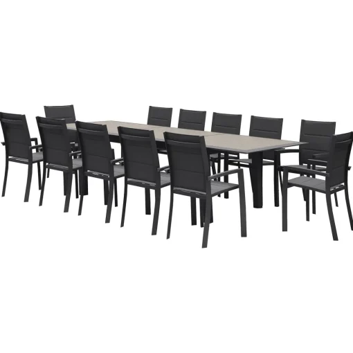 Mesa ALLURE extensível graphite em alumínio efeito madeira