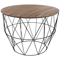 Mesa de apoio ATOMIC em metal preto e mdf 56cm