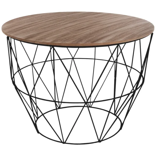 Mesa de apoio ATOMIC em metal preto e mdf 56cm