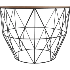 Mesa de apoio ATOMIC em metal preto e mdf 56cm