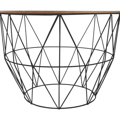 Mesa de apoio ATOMIC em metal preto e mdf 56cm