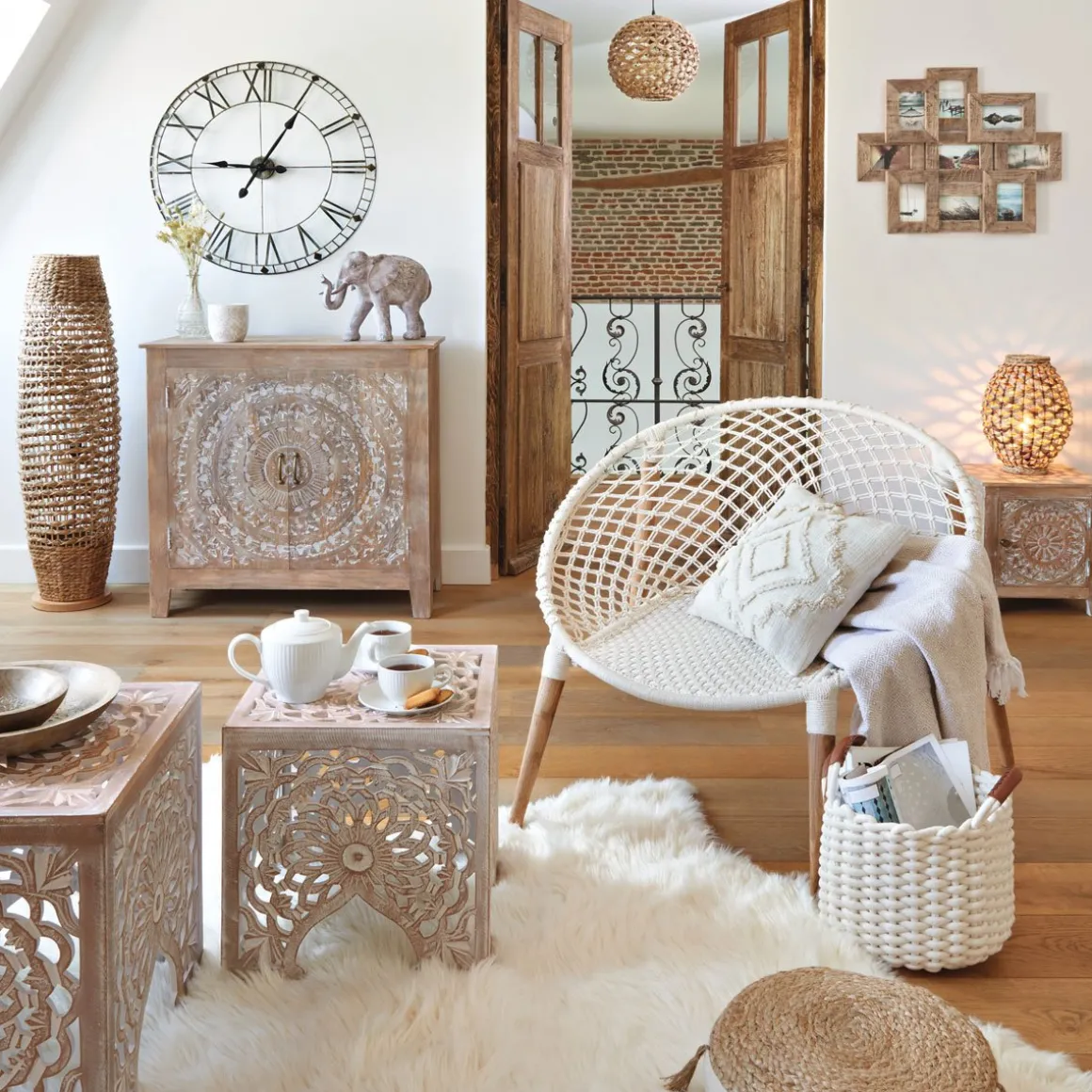 Mesa de apoio bege TERRE em mdf 40,3cm