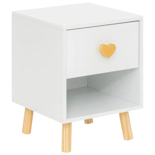 Mesa de apoio branca com corações