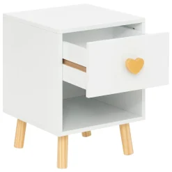 Mesa de apoio branca com corações