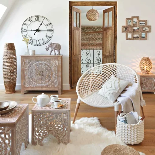 Mesa de apoio com 1 porta SHERIL castanho