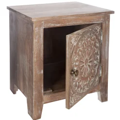 Mesa de apoio com 1 porta SHERIL castanho