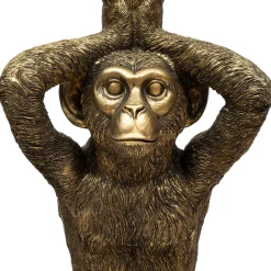 Mesa de apoio com base forma de macaco dourado em resina